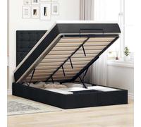 Tissu polyester respirant rangement ottoman ressort ensaché 120x200cm noir | Cadre de lit ottoman avec matelas 120x200cm noir tissu hydraulique rangement sommier