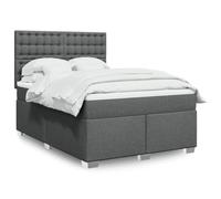 Tissu polyester respirant Ressorts ensachés indépendants Gris 160x200cm | Sommier à lattes avec matelas à ressorts ensachés Gris foncé 160x200cm Tissu Tête de lit LED réglable