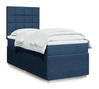 Tissu polyester respirant Sommier matelas ressorts ensachés Bleu 80x200 cm | Sommier à lattes avec matelas ressorts ensachés et surmatelas Bleu 80x200 cm Tissu LED Tête réglable