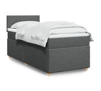 Tissu polyester ressorts ensachés lit sommier gris taille unique | Cadre lit sommier à lattes matelas ensaché gris foncé 90x190 cm simple tissu confort garantie sommeil réparateur avec tête de