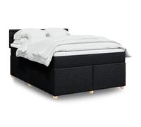 Tissu polyester Ressorts ensachés Sommier matelas 160x200 cm Noir | Sommier lattes lit avec matelas ressorts ensachés Noir 160x200 cm Tissu literie confortable