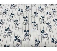 Tissu popeline de coton 100 % MICKEY RAYAS, blanc et noir, tissus de travail et d'artisanat, tissus au mètre, 1 m x 140 cm