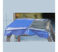 Tissu pour auvent de chariot élévateur avec PVC double face, couche intermédiaire en maille, panneau avant transparent et corde de fixation pour une fixation sûre (bleu, 105 x 140 cm)
