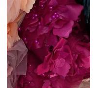 Tissu Pour Robe De Mariée Tissu en dentelle agrafée à fleurs 3D, 14 couleurs de perles, for robe de mariée, vêtements à faire soi-même, couture Tissu Accessoires De Vêtements(Purple red,1Meter)