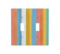 Tissu rayé vertical d'été à rayures verticales double gang couverture de lumière plaque murale interrupteur décor taille standard - 11,4 x 11,4 cm