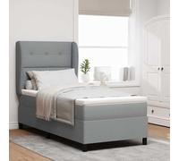 Tissu réglable tête de lit matelas ferme Gris clair 80 x 200 cm | Lit à ressorts avec matelas Gris clair 80 x 200 cm tissu, sommier réglable tête de lit, cadre solide avec surmatelas, literie