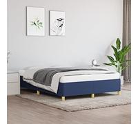 Tissu respirant durable chambre à coucher stable lattes contreplaqué bleu | Cadre de lit sans matelas bleu 140x200 cm tissu respirant avec lattes renforcees et pieds robustes pour chambre a coucher