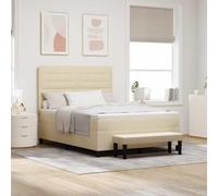 Tissu respirant luxe Tête de lit réglable matelas mousse 140 x 200 cm Crème | Lit à Ressorts Ensachés avec Matelas Mousse Crème 140x200 Tissu Respirant Tête Réglable Double Chambre