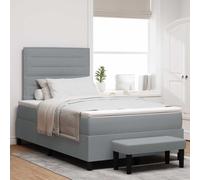 Tissu respirant matelas à ressorts tête réglable Gris clair 120 x 200 cm | Lit à Ressorts avec Matelas Gris Clair 120x200 cm Tissu, Cadre en Bois Ingénierie, Tête de Lit Réglable 2 Hauteurs, Fermeté