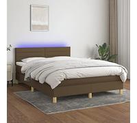 Tissu respirant sommier tapissier avec LED réglable Brun 140x200 cm