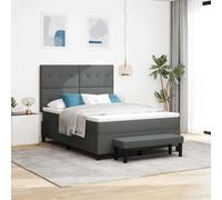 Tissu respirant tête réglable matelas fermeté moyenne Gris 140x190 cm | Lit à ressorts avec matelas Gris foncé 140 x 190 cm tissu, cadre en bois ingénierie, tête réglable 2 hauteurs, literie