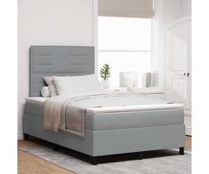Tissu Ressorts ensachés tête de lit Ajustable Moderne 120 x 190 cm Gris | Lit à Ressorts avec Matelas 120x190 Gris Clair Tissu Tête Réglable Moderne Ensemble Complet avec Surmatelas et Bande LED