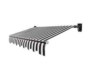 Tissu rétractable de 4 x 2,4 m - Rayures noires et blanches - Protection UV 99 % étanche à la décoloration et aux déchirures - Parfait pour terrasse et terrasse (convient pour 7 x 3 m)