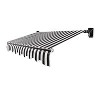 Tissu rétractable rayé noir et blanc de 4 x 2,4 m - Protection UV 99 % imperméable à la décoloration et aux déchirures, parfait pour terrasse et terrasse (convient aux espaces de 4,9 x 3 m)
