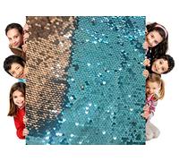 Tissu sensoriel à paillettes murales pour enfants, tissu de thérapie par le jeu sensoriel pour enfants autistes, articles de coin apaisants, tissu de sirène pour tactile (Bleu lac + argent, 45*125cm)