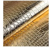 AITAF Tissu Simili Cuir Noir Au Metre Faux Cuir Simili Cuir Crocodile Imitation Cuir d'or Tissu D'ameublement Vintage Feuille De Cuir De Bricolage Largeur Fixe Imperméable (Color : Gold)