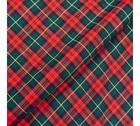 Tissu tartan en polyviscose de qualité à carreaux - 147,3 cm de large (rouge vert D2, fat quarter)