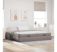 Tissu Taupe avec tiroirs de Rangement Design Moderne 200 x 200 cm | Cadre de lit avec matelas 2 pcs Taupe tissu, complet avec rangement tiroirs et matelas mousse 2x100x200 cm, sommier rembourré