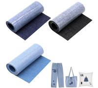 Tissu Thermocollant Jean,3 Rouleaux (8x51cm) Tissu Autocollant Reparation,Carré Patch Thermocollant Tissu,pour Réparation Invisible de Jeans,Vestes DIY