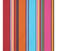 Tissu Toile Cretonne enduit rayé vertical Nauti sur fond Bleu turquoise - Par 50 cm