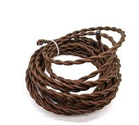 Tissu tricoté Câble torsadé, Câble d'alimentation léger torsadé, gainé de tissu, 2 conducteurs, 0,75 mm², multicolore, 1-30 m(Brown,20m)