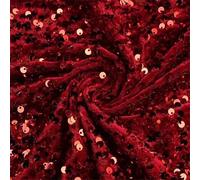 Tissu velours extensible, Tissu à Paillettes Velours Extensible Multicolore 0,5-5 mètres(Drak Red,4Metres)