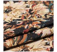Tissu Vintage Coton Imprimé Floral Noir et Jaune 148cm * 100cm Tissus Coton Couture pour Patchwork pour DIY Patchwork Bricolage Artisanat Couture Vêtements Sewing Artisanat
