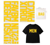 Tissu vinyle thermocollant pour lettres de l'alphabet - 10,2 cm - Pour sport, maillot, t-shirt, vêtements, slogan - Décoration - Jaune