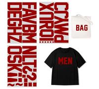 Tissu vinyle thermocollant pour lettres de l'alphabet - 10,2 cm - Pour sport, maillot, t-shirt, vêtements, slogan - Décoration (rouge)