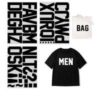 Tissu vinyle thermocollant pour lettres de l'alphabet - 10,2 cm - Pour sport, maillot, t-shirt, vêtements, slogan - Décoration - Noir