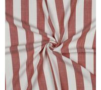 Tissu Viscose fil teint Suzanne grandes rayures Orange sur fond Blanc cassé - Par 50 cm