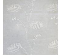 Tissu voilage brodé motif feuilles avec bas plombé Blanc 300 cm