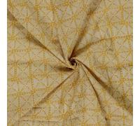Tissu Voile de Coton Cortina Géométriques sur Fond Jaune Curcuma - par 50 cm