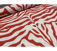 Tissu XL imprimé zèbre à rayures animales en coton pour rideaux d'ameublement, décoration d'intérieur, 140 cm de large, vendu au mètre, rouge et blanc