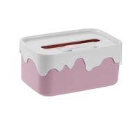 Tissue Box Cover, Rectangular Tissue Holder Cute Desktop Paper Towel Storage Box with Phone Holder Decorative Napkin Dispenser for Home Bathroom Living Room Office Table (Rose)