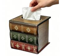 Tissue Box Holder, Retro Book Shape Napkin Organizer, Decorative Tissue Dispenser For Bathroom Night Stands Bathrooms Dining Rooms Dressers Weddings Garages Kitchens Vanity Home Table Decor Accessory
