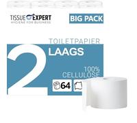 Tissue Expert Lot de 64 rouleaux de papier toilette double épaisseur 100 % cellulose super doux - Idéal pour les grands consommateurs - Emballage 60 % PCR