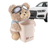 Tissue Holder Car, Bear Plush Organizer, 9.84x8.66x11.02 inches, Vehicle Armrest Box Can, Soft Storage Bin, Cute Animal Design for Vehicles Interior and Trash Use, Brown Color
