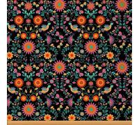 Tissus au metre dans le style mexicain, feuilles de Fleurs Exotiques oiseaux Tissus 276x150cm pour Chaises, fleurs colorées Phoenix plantes animaux Tissus Canapé pour la décoration