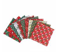 Tissus De Noël - 10 Pièces Noël Tissus En Coton - Designs Différents Multicolore Chiffons Pour DIY Fait À La Main Coudre Quilting