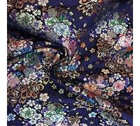 Tissus De Soie Tissu Brocart Tissu Jacquard en Soie Brocart satiné Motif Floral Japonais élégant Petit Kimono forêt Pastorale Sachet tissé Or Haute densité Tissu Fait Main 75X50cm, Bleu