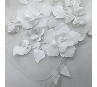 Tissus en tulle brodé, Beading 3D Embroidered Lace Fabric for Wedding Dress DIY Multicolor 1-5 meters(White,5Meters)