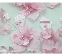 Tissus en tulle brodé, Beading 3D Embroidered Lace Fabric for Wedding Dress DIY Multicolor 1-5 meters(Light Pink,1Meter)