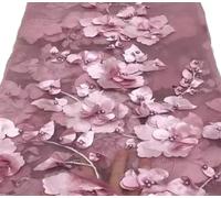 Tissus en tulle brodé, Beading 3D Embroidered Lace Fabric for Wedding Dress DIY Multicolor 1-5 meters(Red Bean,5Meters)