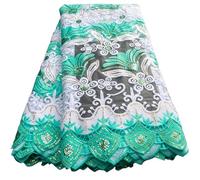 Tissus en tulle brodé, Milk Silk Embroidered Mesh Lace Fabric for Wedding Dresses, Multicolor, 5 yards(Light Green)