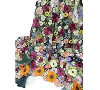 Tissus en tulle brodé, Wedding Dress Fabric 3D Applique Embroidered Mesh Polyester Multicolor For DIY(Dark Green Mesh)