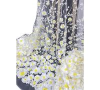 Tissus en tulle brodé, Wedding Dress Fabric 3D Applique Embroidered Mesh Polyester Multicolor For DIY(Apricot Khaki)