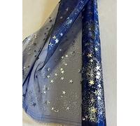 TISSUS ORGANZA ETOILES ARGENT MULTICOLORES TISSU DECO NOEL MARIAGE AU MÈTRE NAPPE CHEMIN DE TABLE DÉCORATION CIEL ETOILÉ CRECHE LARGEUR 150 CM (BLEU "crêche")