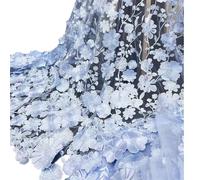 Tissus Pour Robe De Mariée Tissu brodé unilatéral appliqué 3D Robes for femmes haut de gamme Matériau for robe mariée(Light blue)