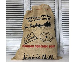 Tissushop- sac hotte du père noël - toile de jute - Naturel - Solide et 100% biodégradable - réutilisable et écologique -50 x 80 cm